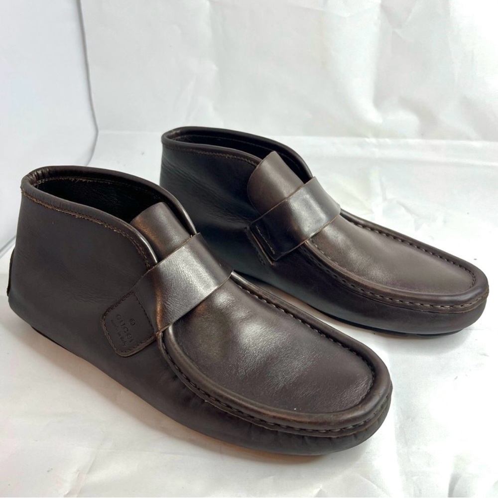 Gucci Italian Leather Loafers with Artisan Whipstitch Detail - Size 37.5 / 7.5 - Picture 6 of 11